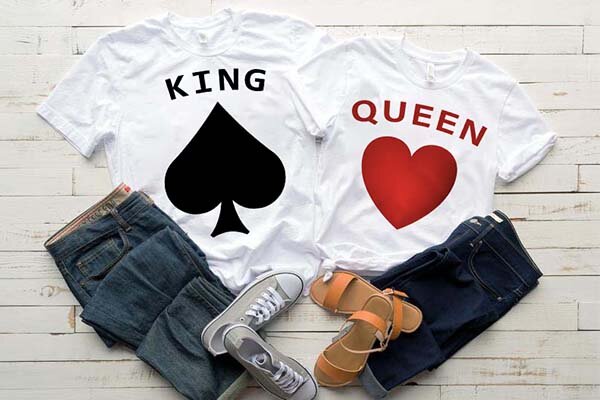 Κοντομάνικα Για Ζευγάρια King Queen White