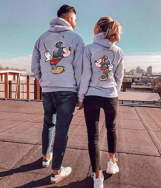 Φούτερ για ζευγάρια Mickey and Minnie Kiss Γκρι