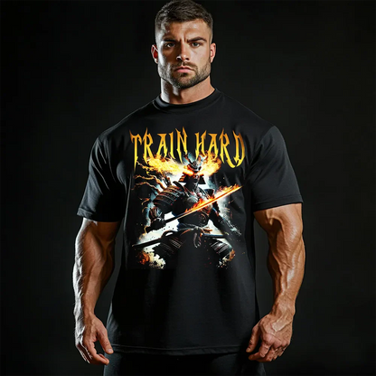 Oversized Μπλουζάκι Train Hard Samurai