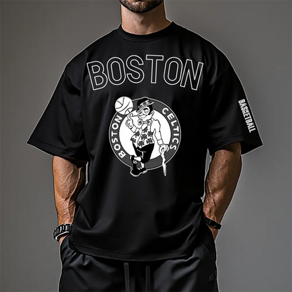 Oversized μπλουζάκι Boston B/W