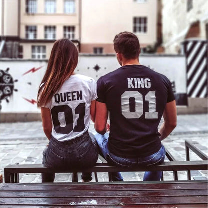 Κοντομάνικα για ζευγάρια King Queen B n W