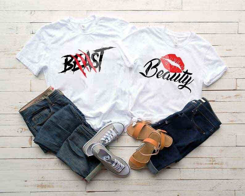 Κοντομάνικα για ζευγάρια Beast Beauty