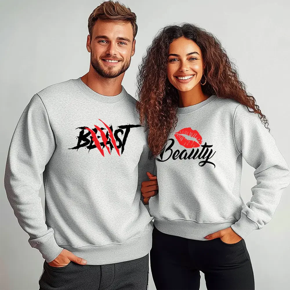 Unisex μπλούζες για ζευγάρια Beast Beauty